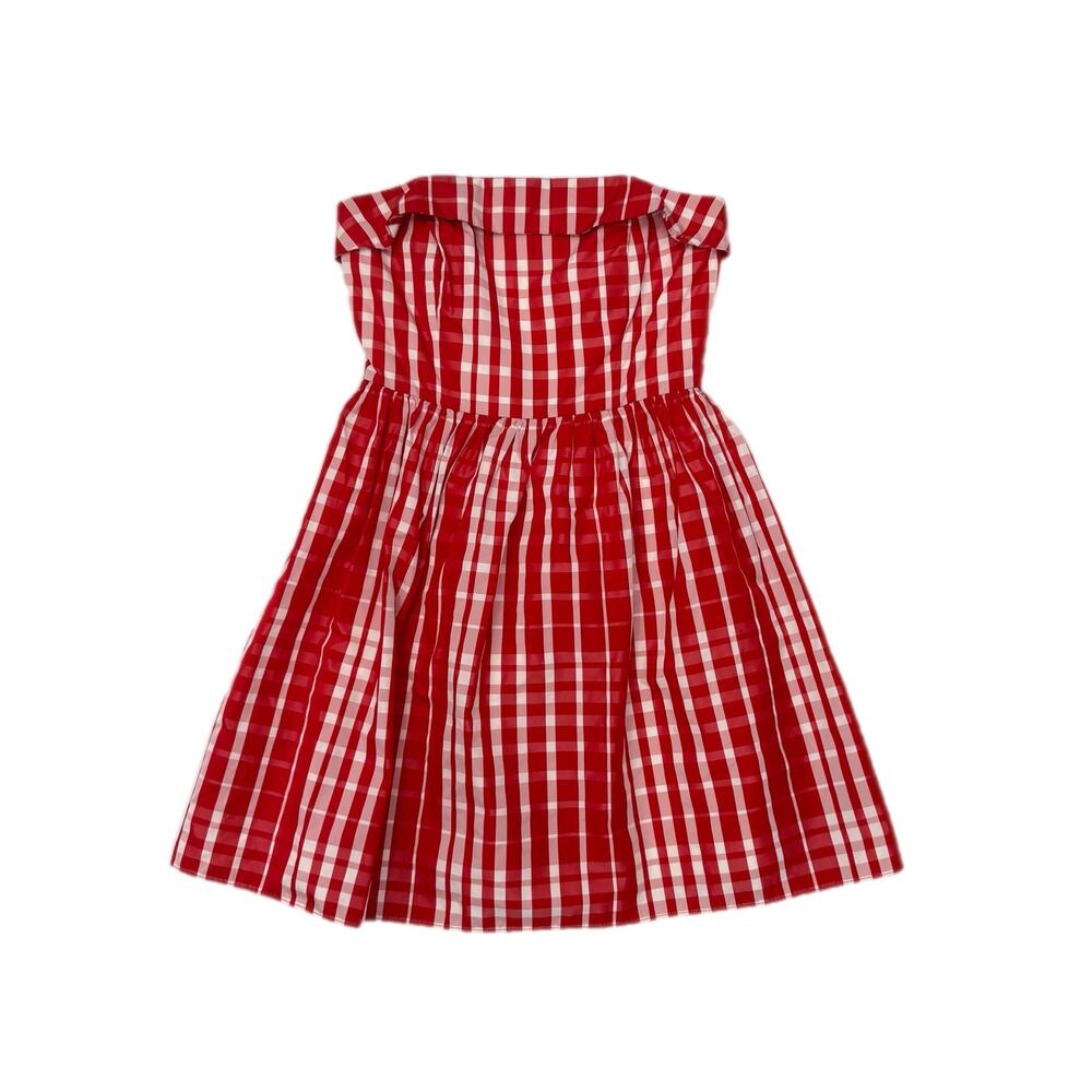 Vineyard Vines Tomato Check Red White Gingham Sweetheart Strapless Mini Dress